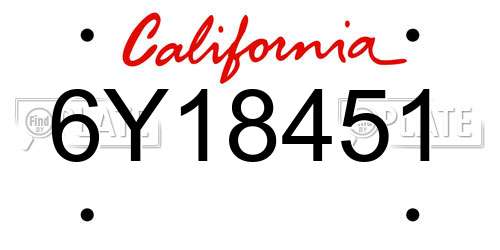 6Y18451 California License Plate