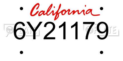 6Y21179 California License Plate