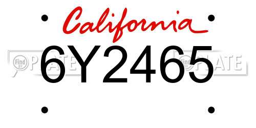 6Y2465 California License Plate
