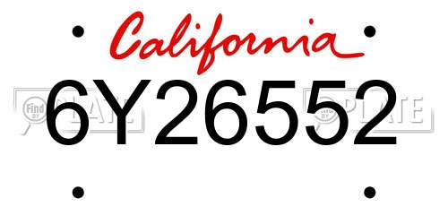 6Y26552 California License Plate