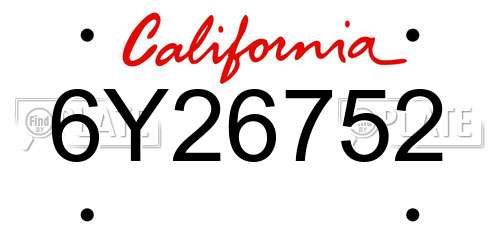 6Y26752 California License Plate
