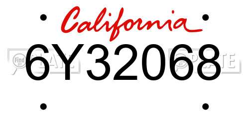 6Y32068 California License Plate