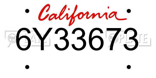6Y33673 California License Plate