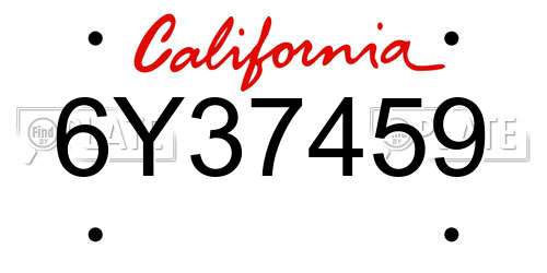 6Y37459 California License Plate