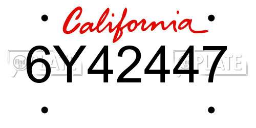 6Y42447 California License Plate