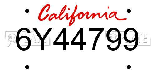 6Y44799 California License Plate