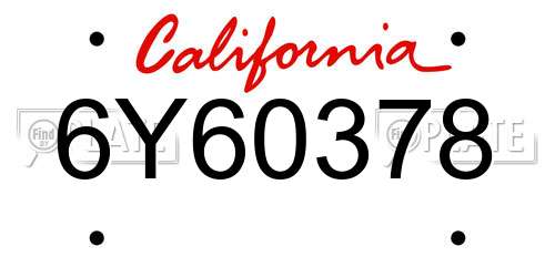 6Y60378 California License Plate