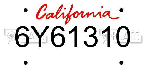 6Y61310 California License Plate