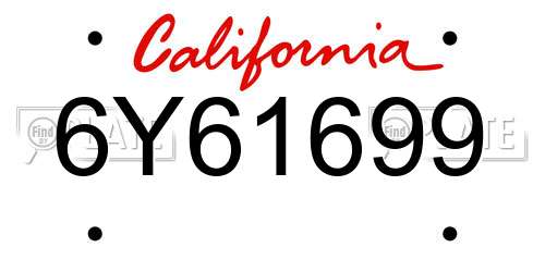 6Y61699 California License Plate
