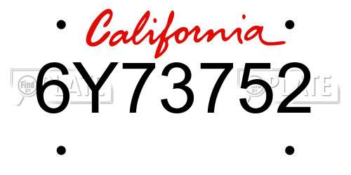 6Y73752 California License Plate
