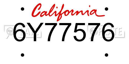 6Y77576 California License Plate