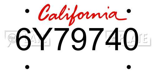 6Y79740 California License Plate