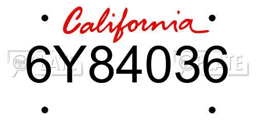 6Y84036 California License Plate