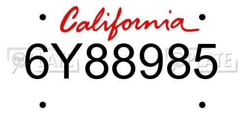 6Y88985 California License Plate