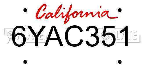 6YAC351 California License Plate