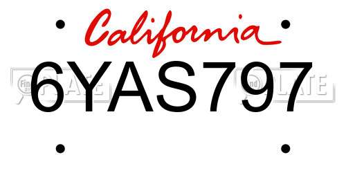 6YAS797 California License Plate
