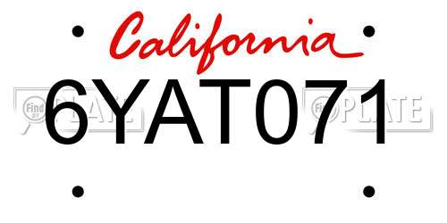6YAT071 California License Plate