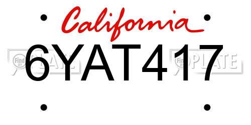 6YAT417 California License Plate