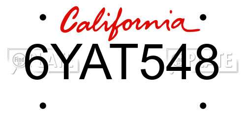 6YAT548 California License Plate