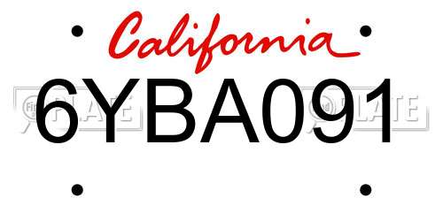 6YBA091 California License Plate