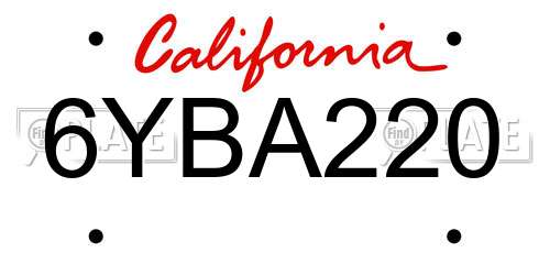 6YBA220 California License Plate