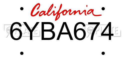 6YBA674 California License Plate