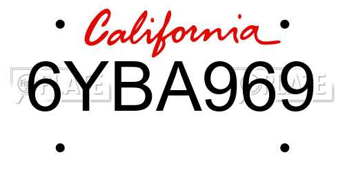 6YBA969 California License Plate