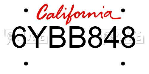 6YBB848 California License Plate