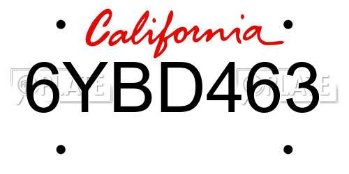 6YBD463 California License Plate