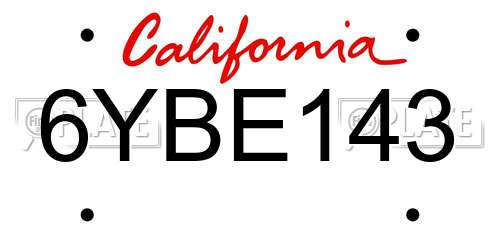6YBE143 California License Plate