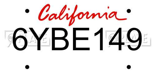 6YBE149 California License Plate