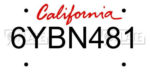 6YBN481 California License Plate