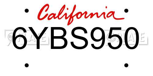 6YBS950 California License Plate