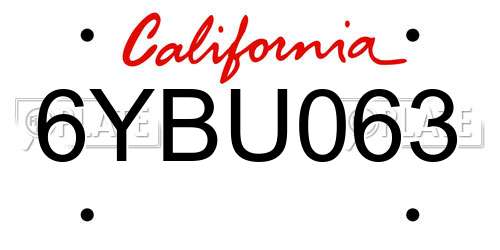 6YBU063 California License Plate
