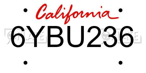 6YBU236 California License Plate