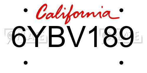 6YBV189 California License Plate
