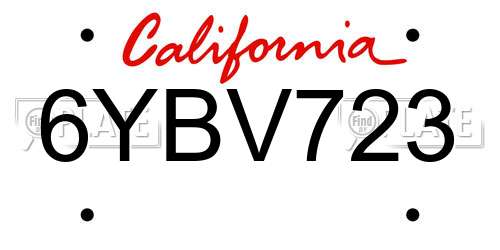 6YBV723 California License Plate