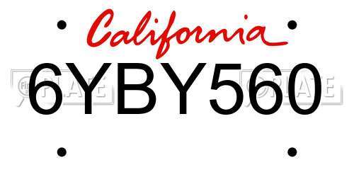 6YBY560 California License Plate