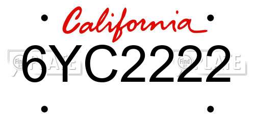 6YC2222 California License Plate