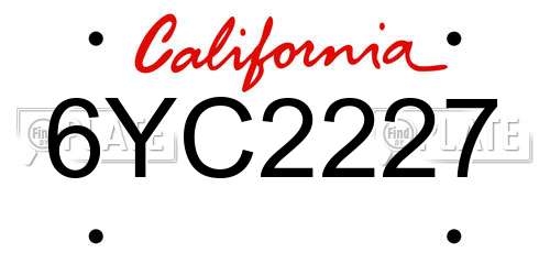 6YC2227 California License Plate
