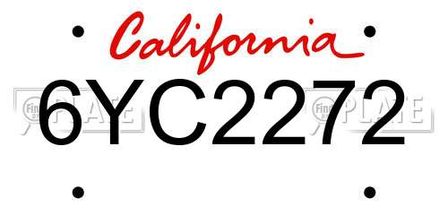 6YC2272 California License Plate