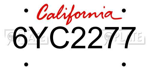 6YC2277 California License Plate