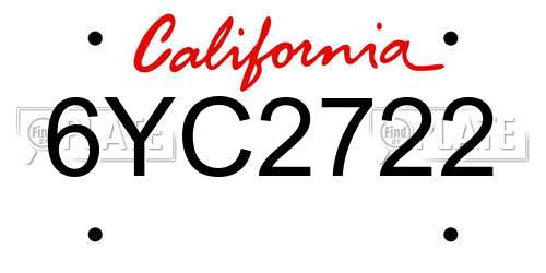 6YC2722 California License Plate