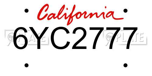 6YC2777 California License Plate