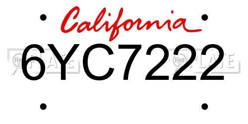 6YC7222 California License Plate