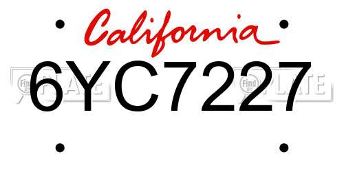 6YC7227 California License Plate