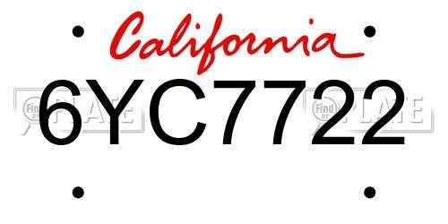 6YC7722 California License Plate