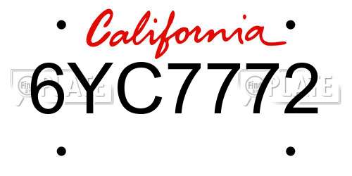 6YC7772 California License Plate