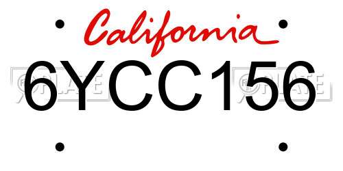6YCC156 California License Plate