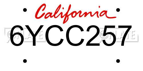 6YCC257 California License Plate